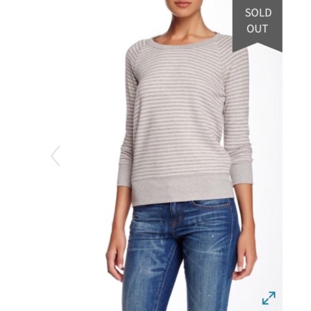 James Perse Stripe Raglan Pullover Sweatshirt 3 M - image 1